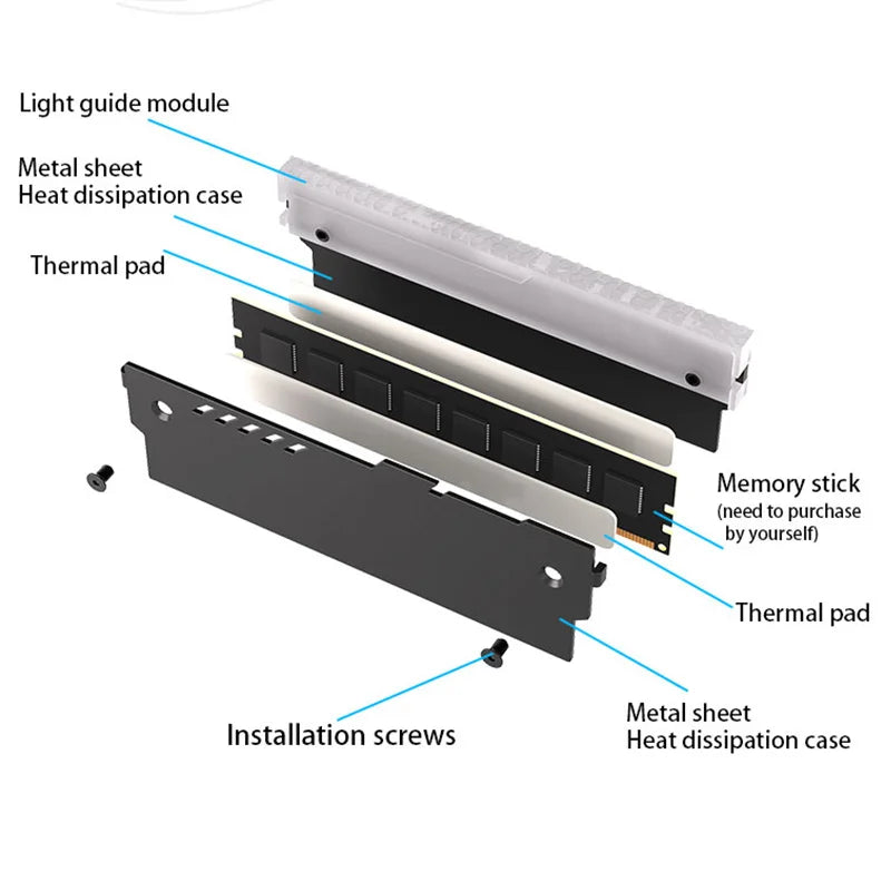 TEUCER RM-01 ARGB Aluminum RAM Heatsink - 5V 3-Pin
