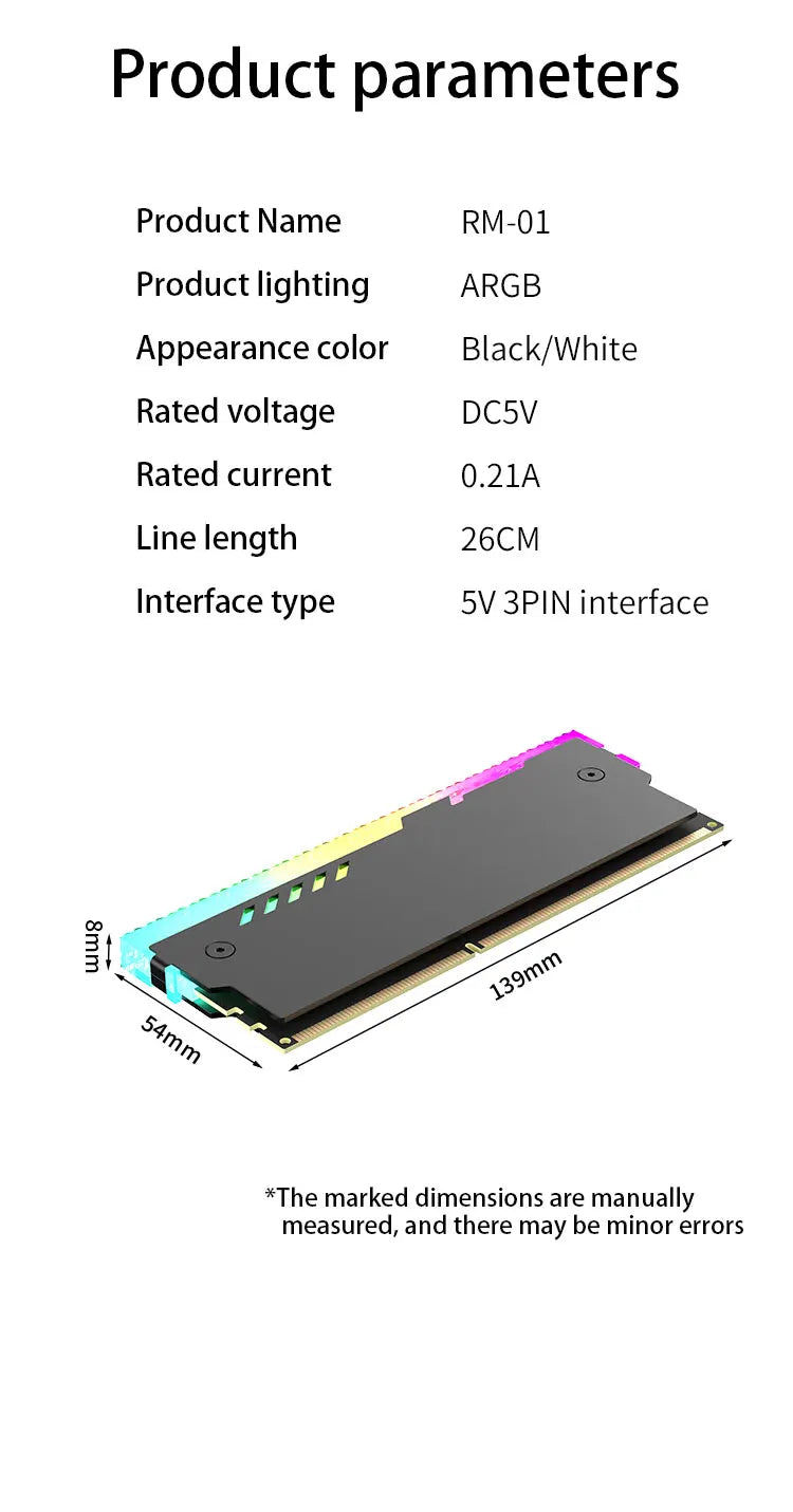 TEUCER RM-01 ARGB Aluminum RAM Heatsink - 5V 3-Pin