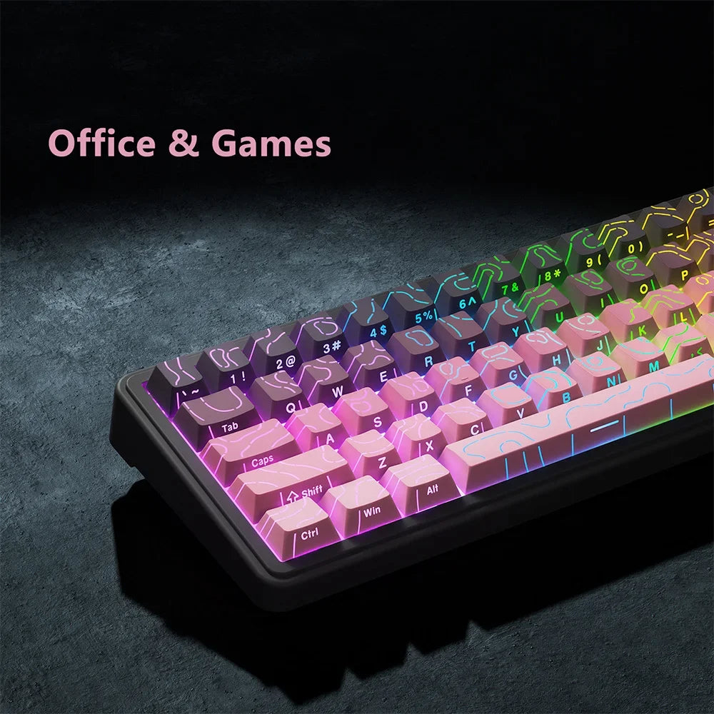 New Topographic Keycaps 4.0 Version Shine Through 98 Key PBT Cherry Profile Side Print Backlit for MX Gamer Mechanical Keyboard