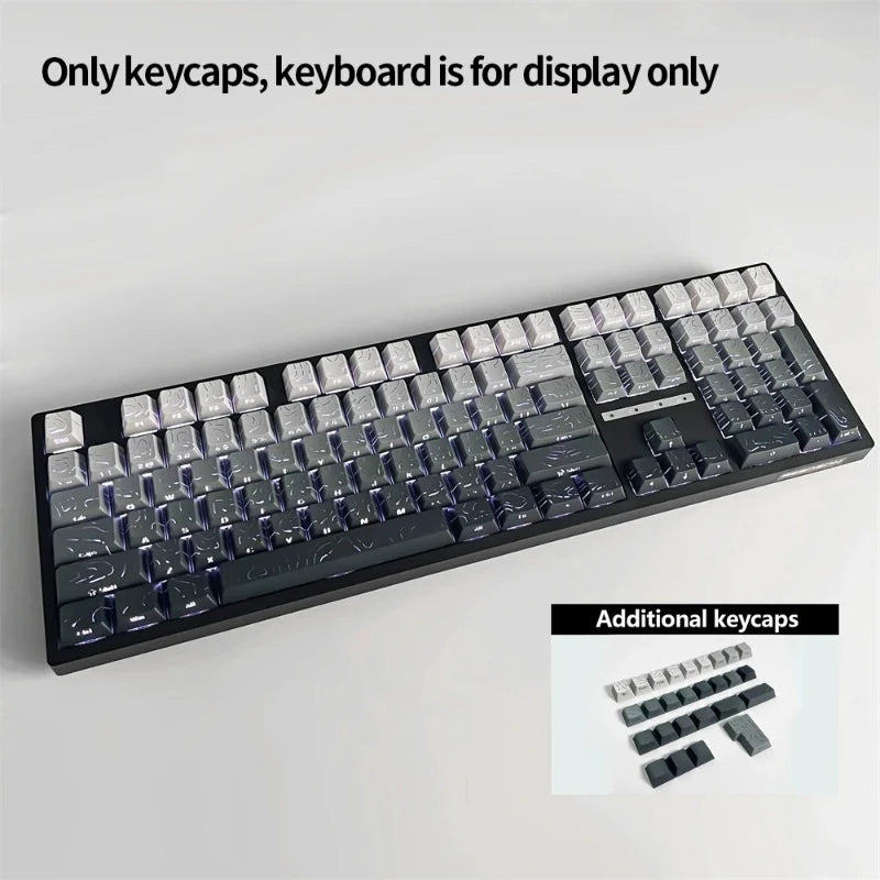New Topographic Keycaps 4.0 Version Shine Through 98 Key PBT Cherry Profile Side Print Backlit for MX Gamer Mechanical Keyboard