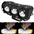 Motorcycle LED Spot Light Dual Color Hi/Low Beam Fog Lamps for Car Trucks SUV UTV Mini Lens Headlight Driving Light